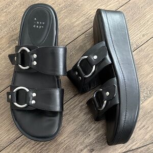 A New Day Women's Black Platform Slide Sandals 9.5